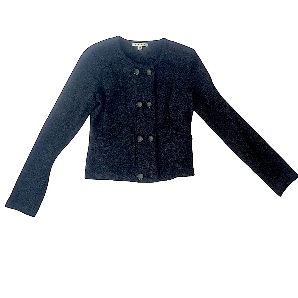 Cabi XS Botton Down Wool Gray Blazer